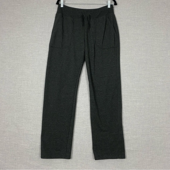 Eddie Bauer Jogging Pants Womens Med Grey Straight Leg Drawstring Waist Pockets - Picture 1 of 9